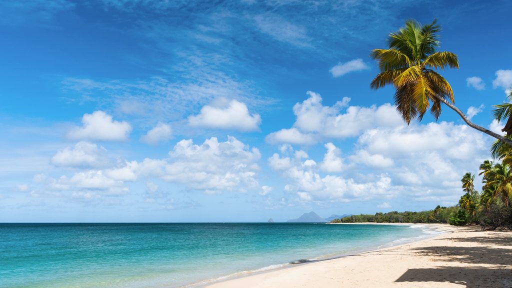 Plage de sable et eau turquoise dans le sud de la Martinique